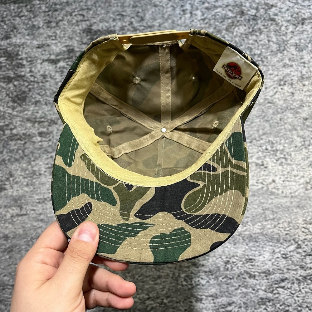 Vintage Jurassic Park The Lost World Camo Snapback Hat 1997 Adjustable Cap - Picture 4 of 7